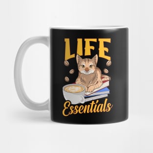 Cute Life Essentials Are Coffee, Books, and Cats Mug